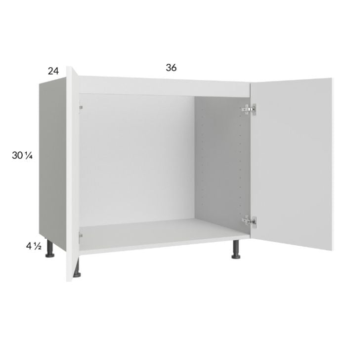 RTA Euro Gloss White 36" Full Height Door Sink Base Cabinet with 1 Finished End Panel