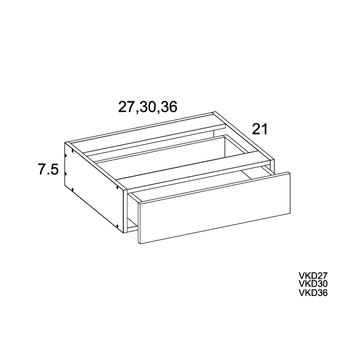 RTA Euro Gloss White 36" Knee Drawer