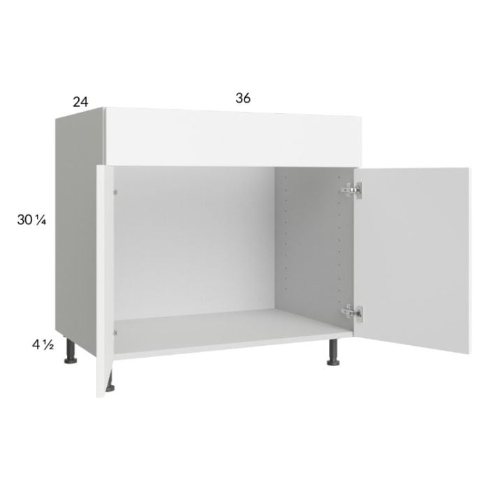 RTA Euro Gloss White 36" Sink Base Cabinet with 1 Finished End Panel