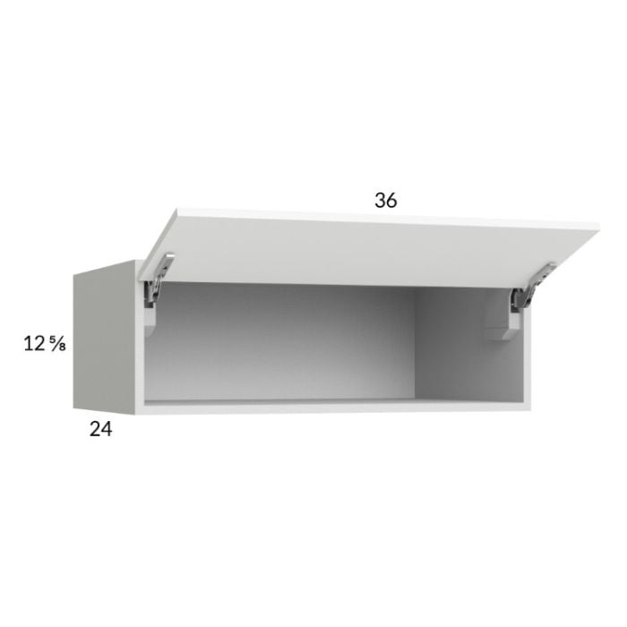 RTA Euro Gloss White 36" x 12-5/8" x 24" Flip Up Door Wall Cabinet with 1 Finished End Panel