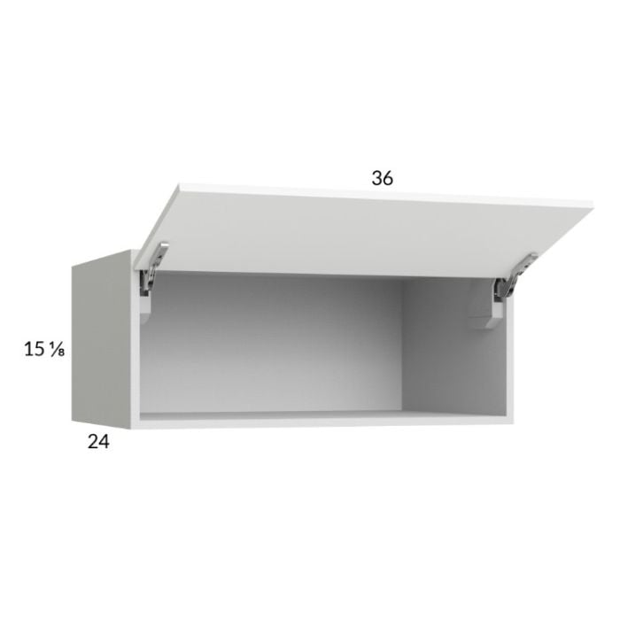 RTA Euro Gloss White 36" x 15-1/8" x 24" Flip Up Door Wall Cabinet with 1 Finished End Panel