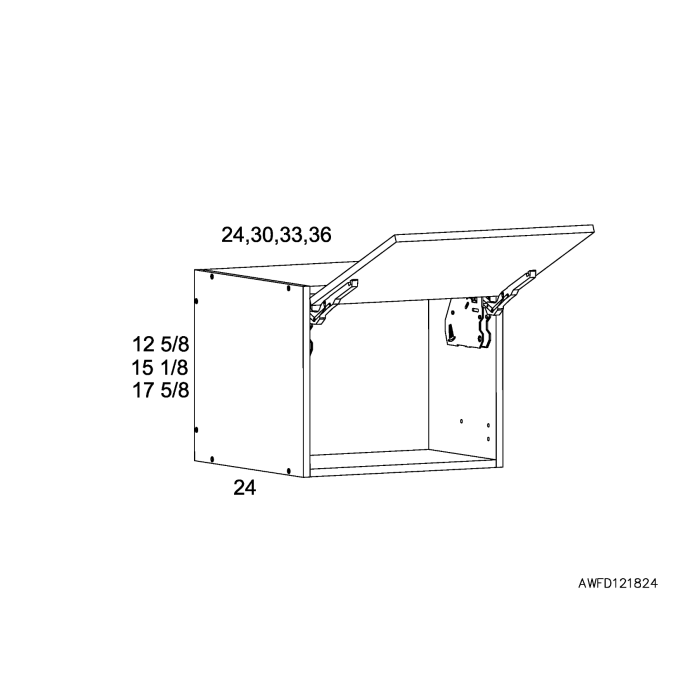 RTA Euro Gloss White 36" x 15-1/8" x 24" Flip Up Door Wall Cabinet with 2 Finished End Panels
