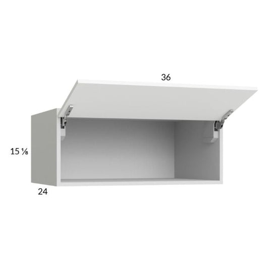 RTA Euro Gloss White 36" x 15-1/8" x 24" Flip Up Door Wall Cabinet with 2 Finished End Panels