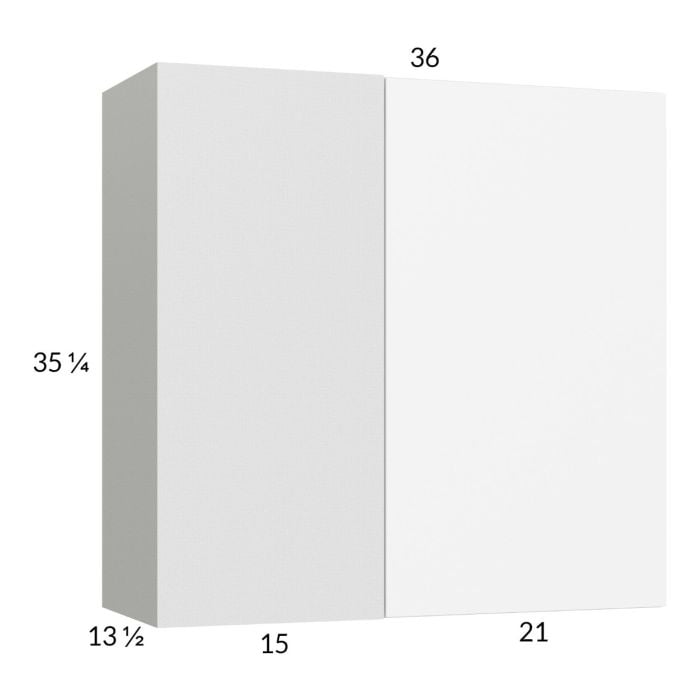 RTA Euro Gloss White 36" x 35-1/4" Blind Corner Wall Cabinet with 2 Finished End Panels