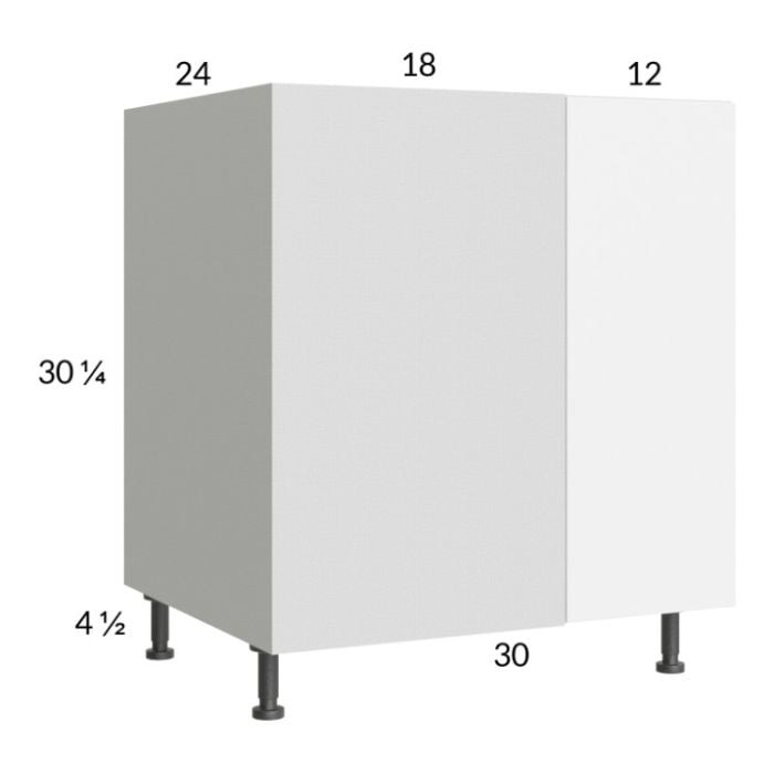 RTA Euro Gloss White 37" - 40" Full Height Door Blind Base Corner Cabinet with 1 Finished End Panel
