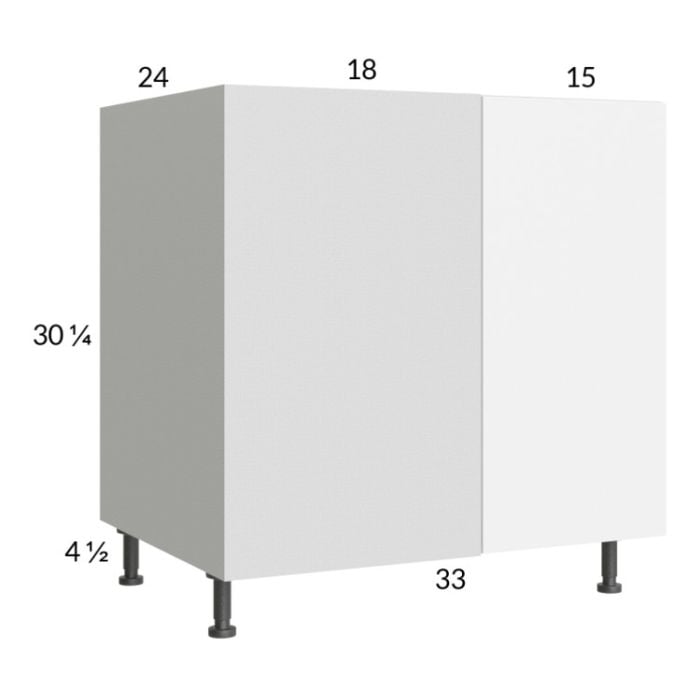 RTA Euro Gloss White 40" - 43" Full Height Door Blind Base Corner Cabinet with 1 Finished End Panel