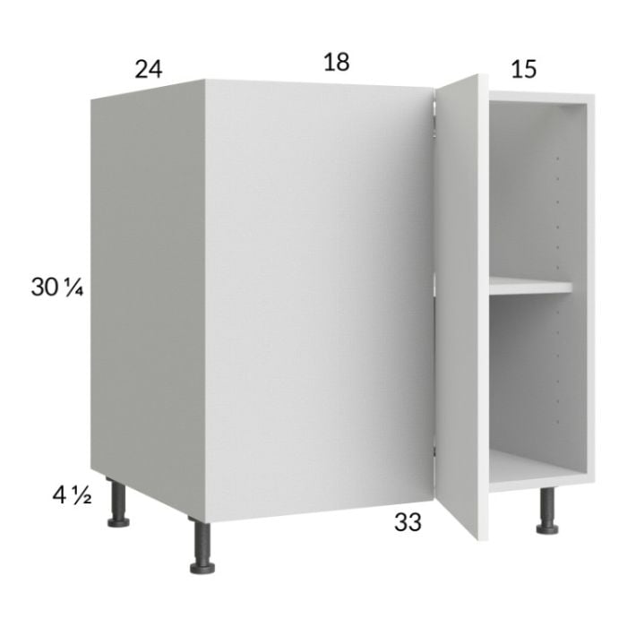 RTA Euro Gloss White 40" - 43" Full Height Door Blind Base Corner Cabinet with 1 Finished End Panel