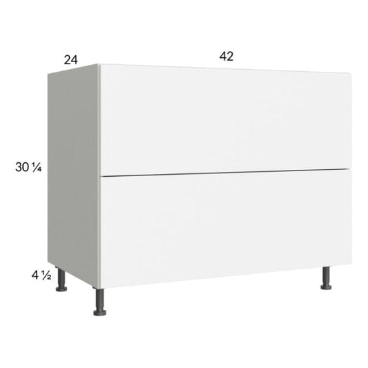RTA Euro Gloss White 42" 2-Drawer Base Cabinet wiith 2 Finished End Panels