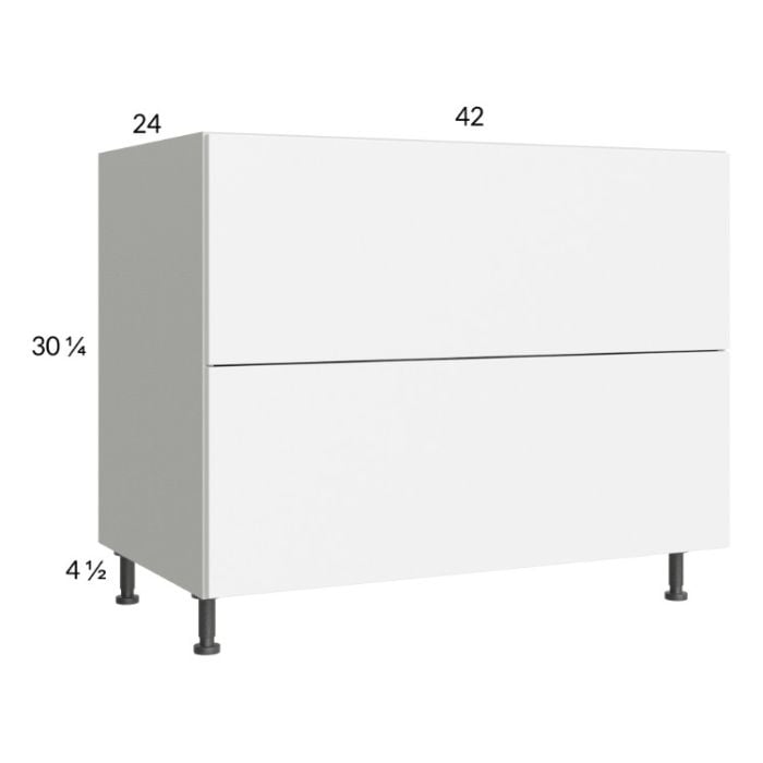 RTA Euro Gloss White 42" 2-Drawer Base Cabinet