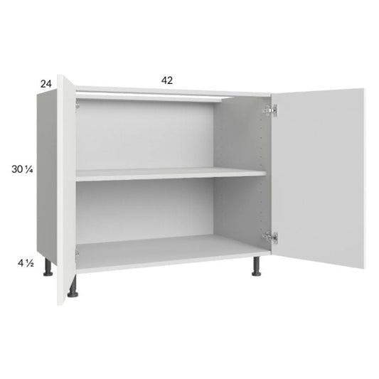 RTA Euro Gloss White 42" Full Height Door Base Cabinet with 2 Finished End Panels