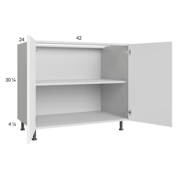 RTA Euro Gloss White 42" Full Height Door Base Cabinet with1 Finished End Panel