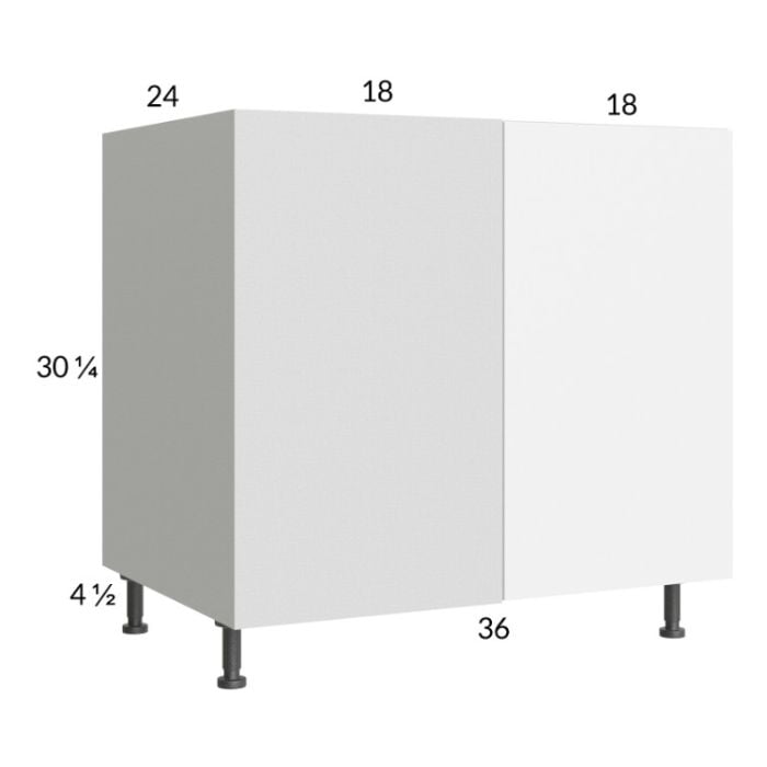 RTA Euro Gloss White 43" - 46" Full Height Door Blind Base Corner Cabinet with 1 Finished End Panel