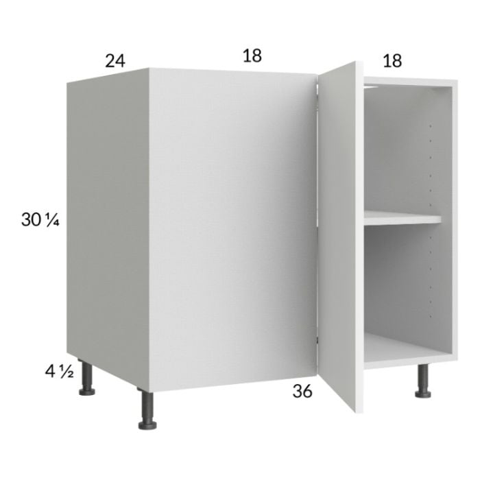 RTA Euro Gloss White 43" - 46" Full Height Door Blind Base Corner Cabinet with 1 Finished End Panel