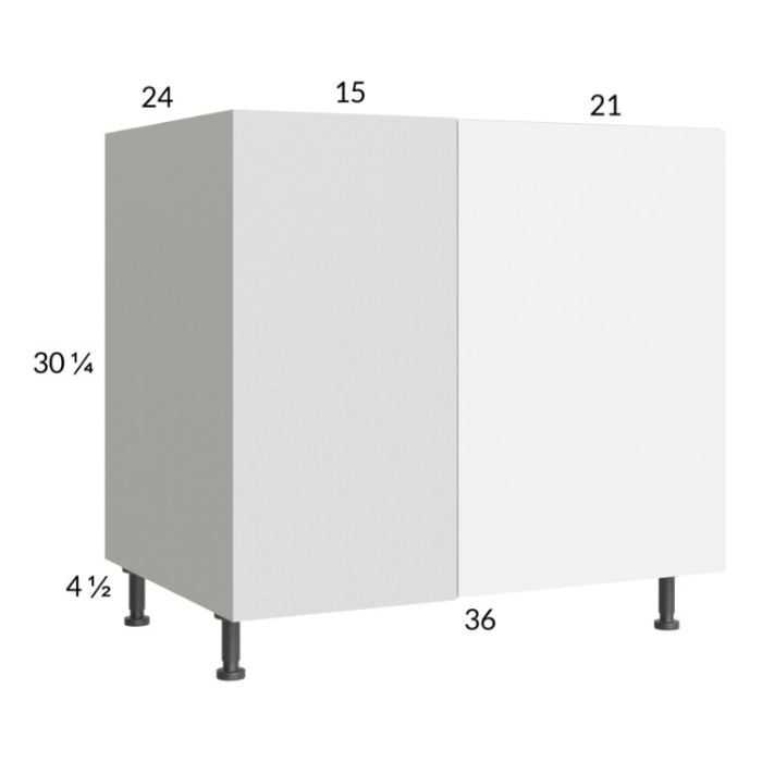 RTA Euro Gloss White 46" - 49" Full Height Door Blind Base Corner Cabinet with 2 Finished End Panels