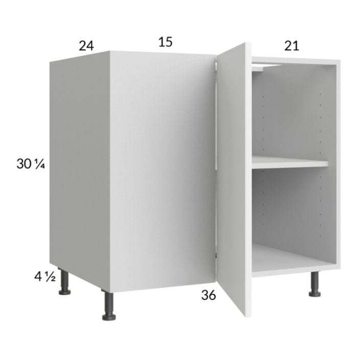 RTA Euro Gloss White 46" - 49" Full Height Door Blind Base Corner Cabinet with 2 Finished End Panels