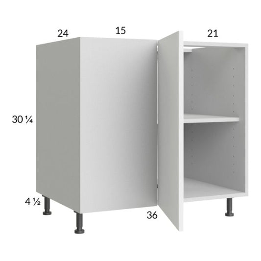 RTA Euro Gloss White 46" - 49" Full Height Door Blind Base Corner Cabinet with 2 Finished End Panels