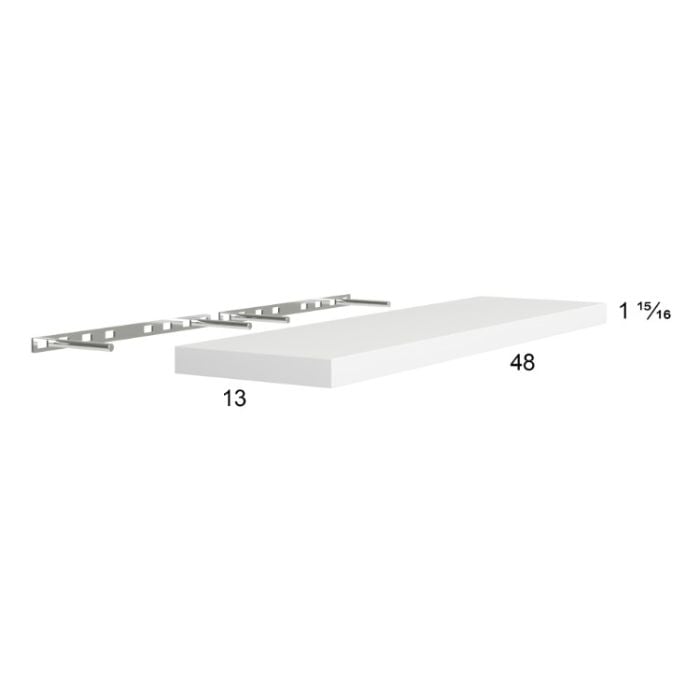 RTA Euro Gloss White 48" Floating Wall Shelf