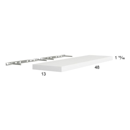 RTA Euro Gloss White 48" Floating Wall Shelf