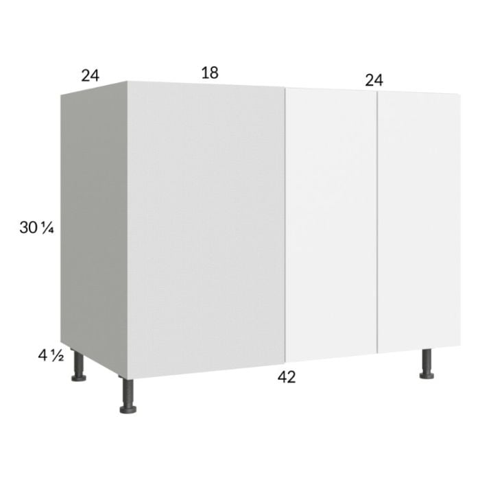 RTA Euro Gloss White 49" - 52" Full Height 2-Door Blind Base Corner Cabinet with 1 Finished End Panel