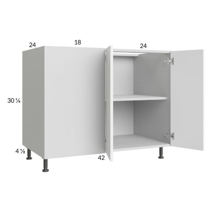 RTA Euro Gloss White 49" - 52" Full Height 2-Door Blind Base Corner Cabinet