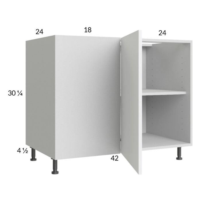 RTA Euro Gloss White 49" - 52" Full Height Door Blind Base Corner Cabinet with 1 Finished End Panel