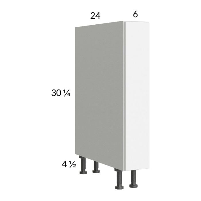 RTA Euro Gloss White 6" Full Height Door Base Pullout Cabinet with 1 Finished End Panel