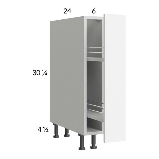 RTA Euro Gloss White 6" Full Height Door Base Pullout Cabinet with 1 Finished End Panel