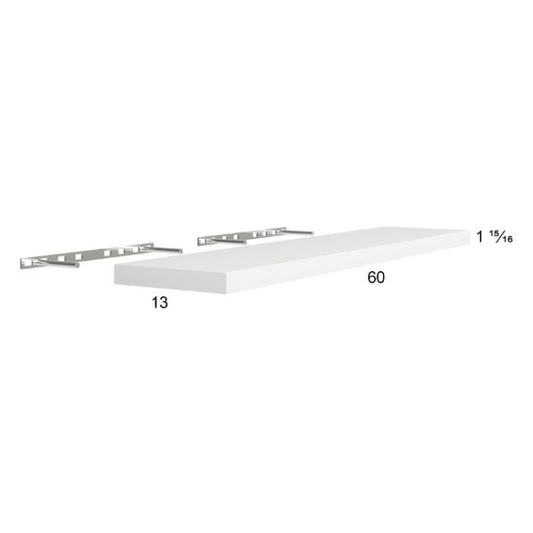 RTA Euro Gloss White 60" Floating Wall Shelf