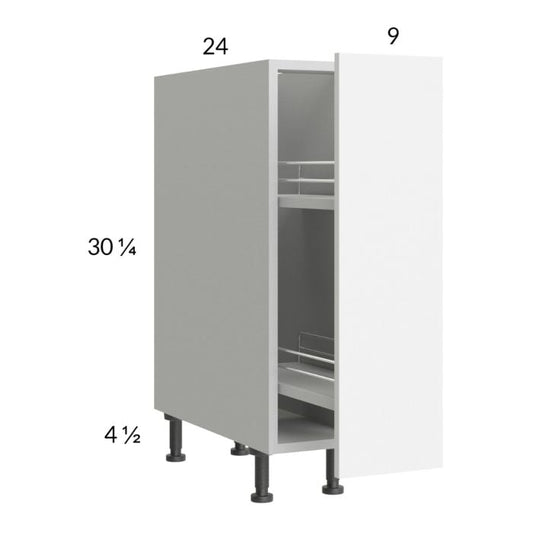 RTA Euro Gloss White 9" Full Height Door Base Pullout Cabinet