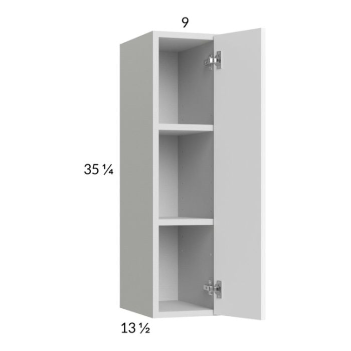 RTA Euro Gloss White 9" x 35-1/4" Wall Cabinet with 1 Finished End Panel