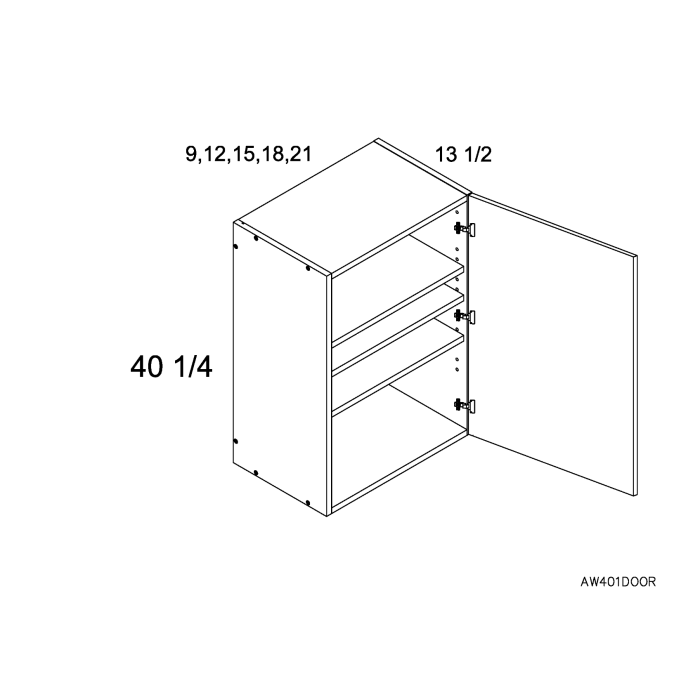 RTA Euro Gloss White 9" x 40-1/4" Wall Cabinet
