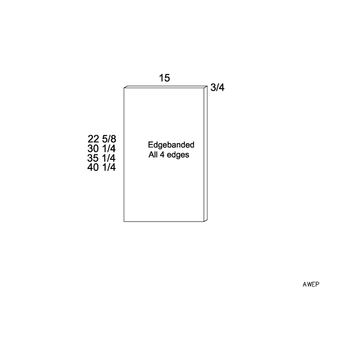 RTA Euro Gloss White Wall Overlay Panel - 15"W x 22-5/8"H x 3/4"D