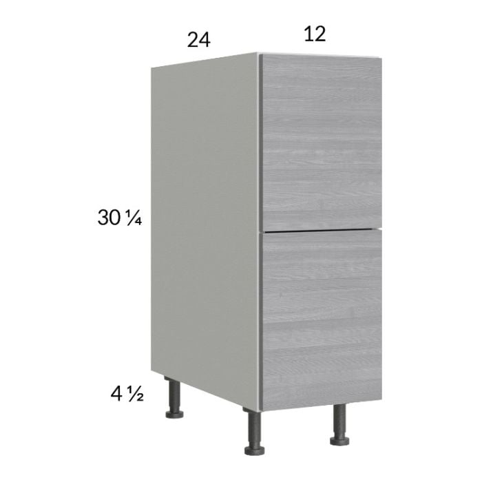 RTA Euro Grey 12" 2-Drawer Base Cabinet with 1 Finished End Panel
