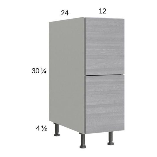 RTA Euro Grey 12" 2-Drawer Base Cabinet with 1 Finished End Panel