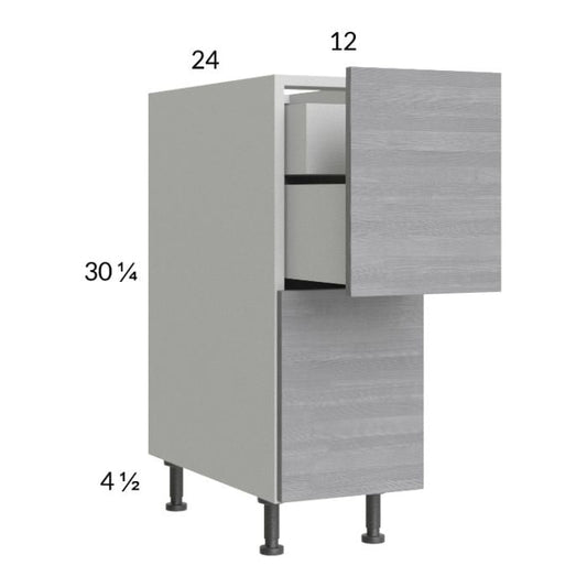 RTA Euro Grey 12" 2-Drawer Base Cabinet with 1 Inner Drawer and 1 Finished End Panel