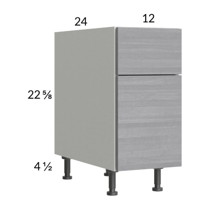 RTA Euro Grey 12" 2-Drawer Desk Base Cabinet with 2 Finished End Panels