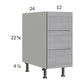RTA Euro Grey 12" 3-Drawer Desk Base Cabinet with 1 Finished End Panel