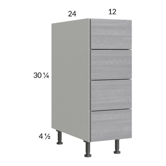 RTA Euro Grey 12" 4-Drawer Base Cabinet