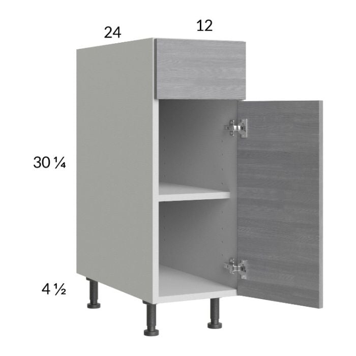 RTA Euro Grey 12" Base Cabinet with 2 Finished End Panels