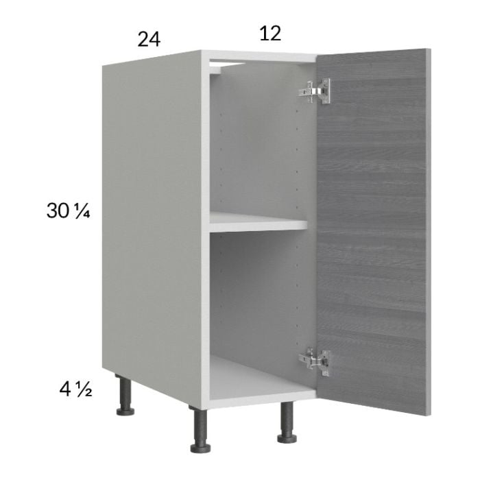 RTA Euro Grey 12" Full Height Door Base Cabinet with 1 Finished End Panel