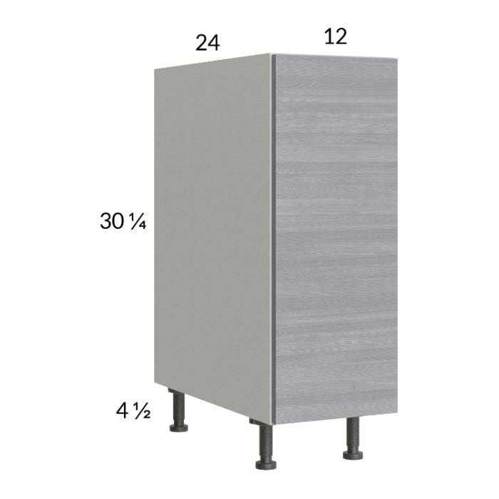 RTA Euro Grey 12" Full Height Door Base Cabinet with 2 Finished End Panels