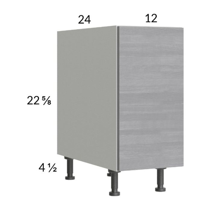 RTA Euro Grey 12" Full Height Door Desk Base Cabinet with 1 Finished End Panel