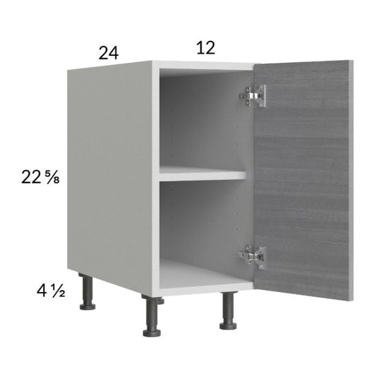 RTA Euro Grey 12" Full Height Door Desk Base Cabinet with 1 Finished End Panel