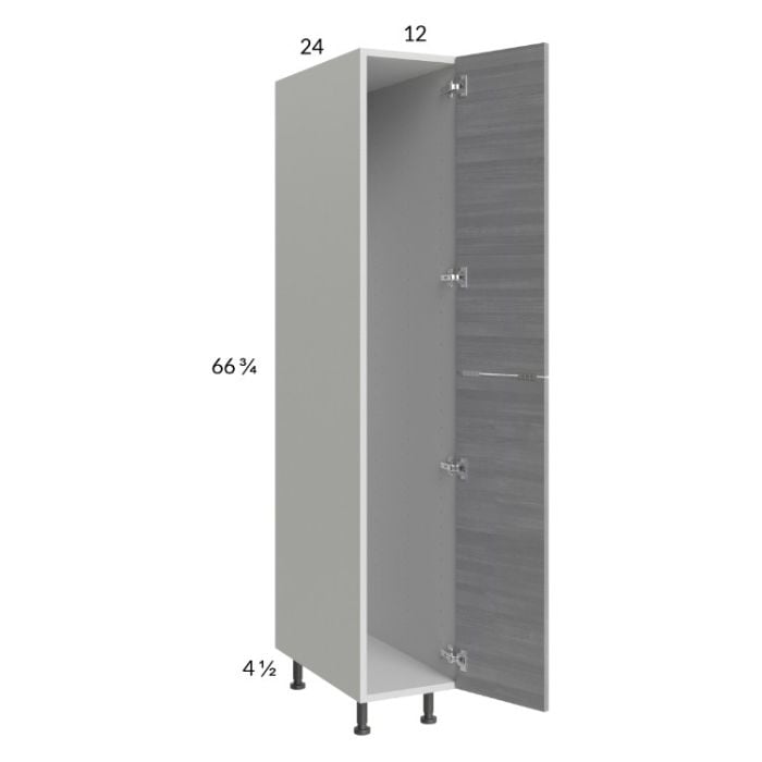RTA Euro Grey 12" x 71-1/4" Open Utility Cabinet with 1 Door and 2 Finished End Panels