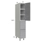 RTA Euro Grey 12" x 71-1/4" Utility Cabinet with 1 Door, 2 Drawers and 1 Finished End Panel