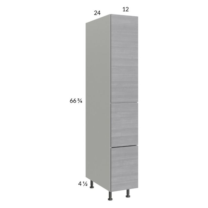 RTA Euro Grey 12" x 71-1/4" Utility Cabinet with 1 Door, 2 Drawers and 1 Inner Drawer