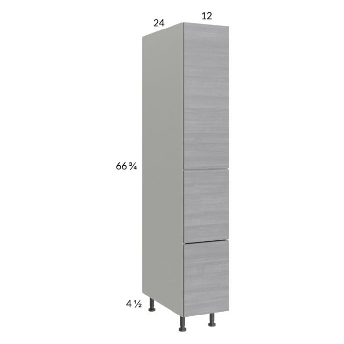 RTA Euro Grey 12" x 71-1/4" Utility Cabinet with 1 Door, 2 Drawers and 2 Finished End Panels