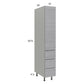 RTA Euro Grey 12" x 71-1/4" Utility Cabinet with 1 Door, 4 Drawers, and 1 Finished End Panel