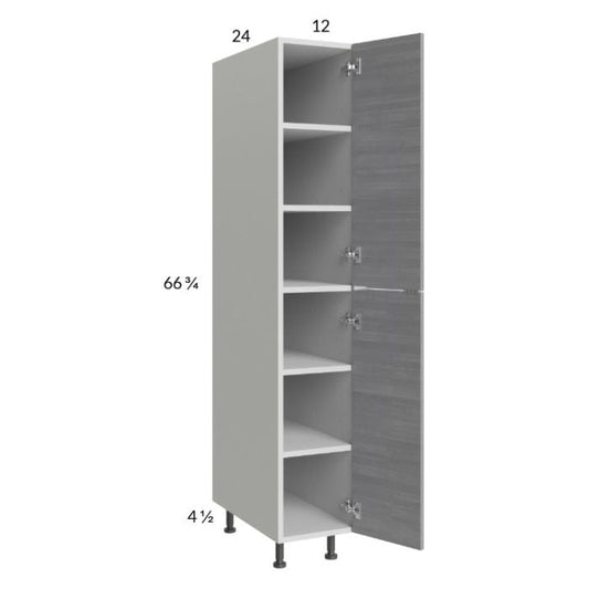 RTA Euro Grey 12" x 71-1/4" Utility Cabinet with 1 Door and 2 Finished End Panels