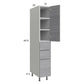 RTA Euro Grey 12" x 71-1/4" Utility Cabinet with 1 Door and 3 Drawers